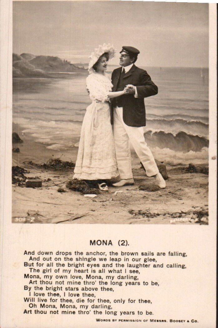 RPPC Bamforth Mona Poem Romance Couple Life Model Series Postcard 3960