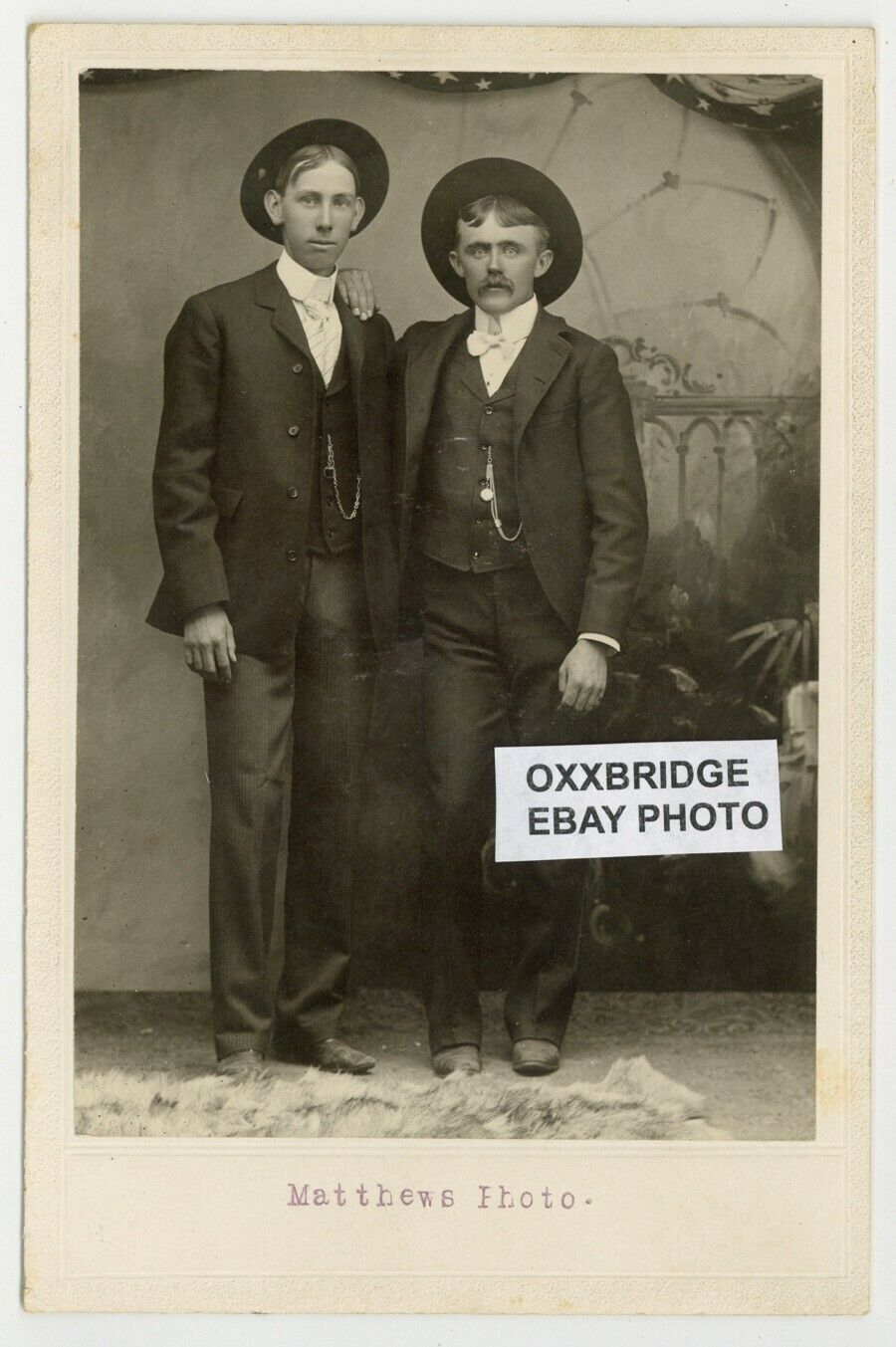 Two Handsome Cowboys 1880 Gay Interest Photo Hunk Men Sharp Gentlemen J7043