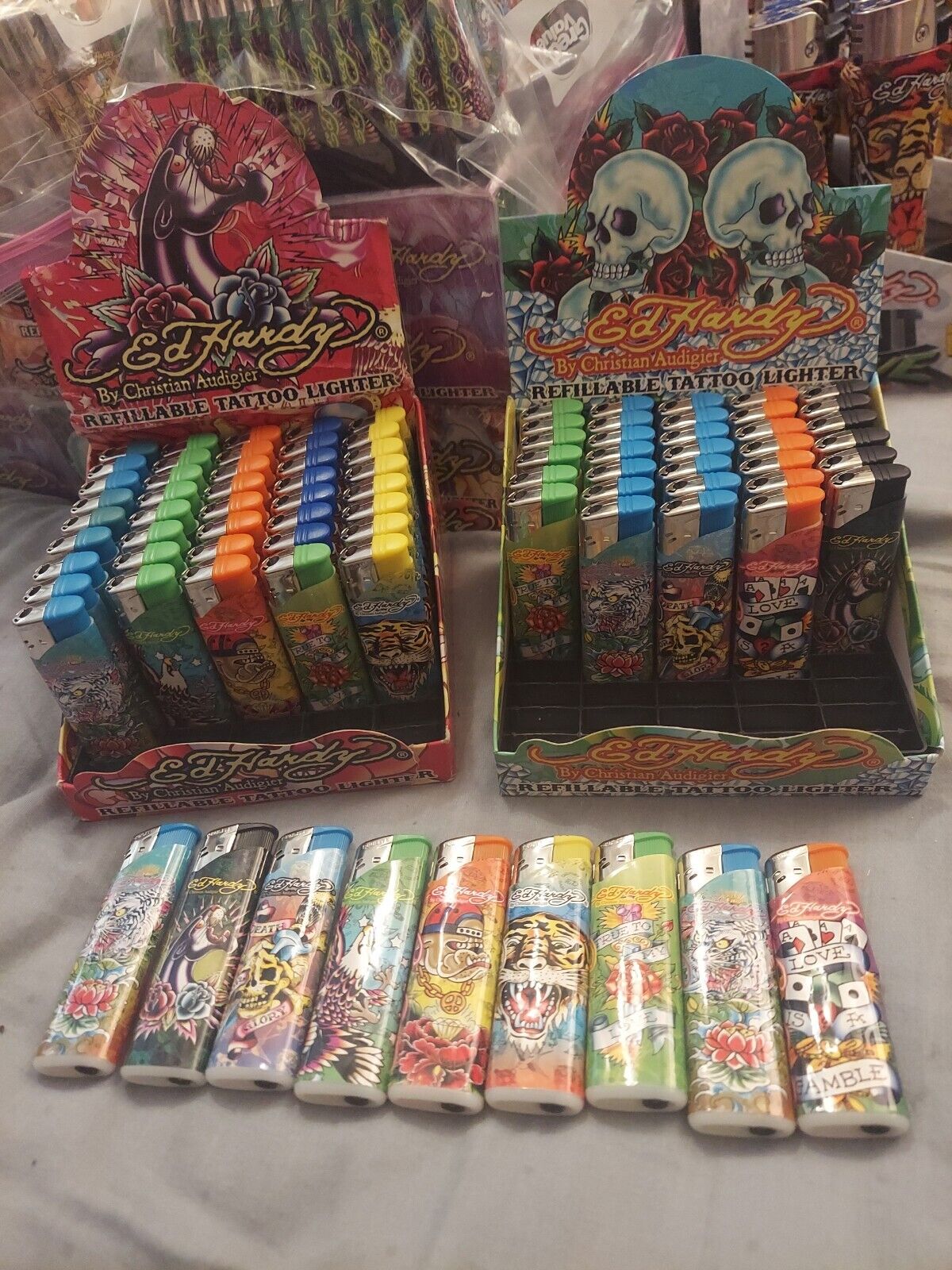 🔥 8 x Ed Hardy Lighters REFILLABLE  Ed Hardy Tattoo designs  Nulite 🔥 