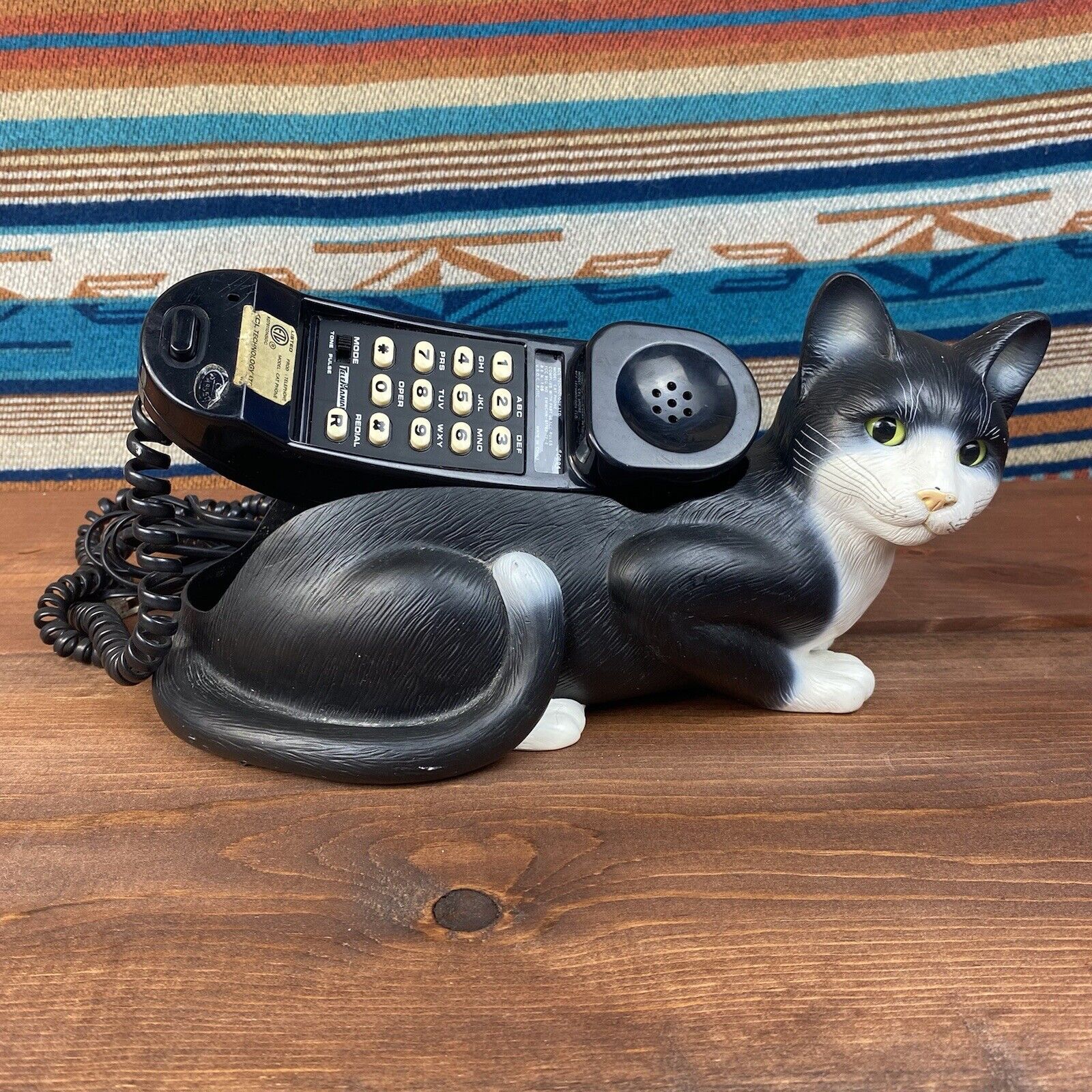 Vintage Telemania Cat Phone Antique Art Home Decor Corded Tested Working