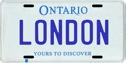 London Ontario Canada Aluminum License Plate