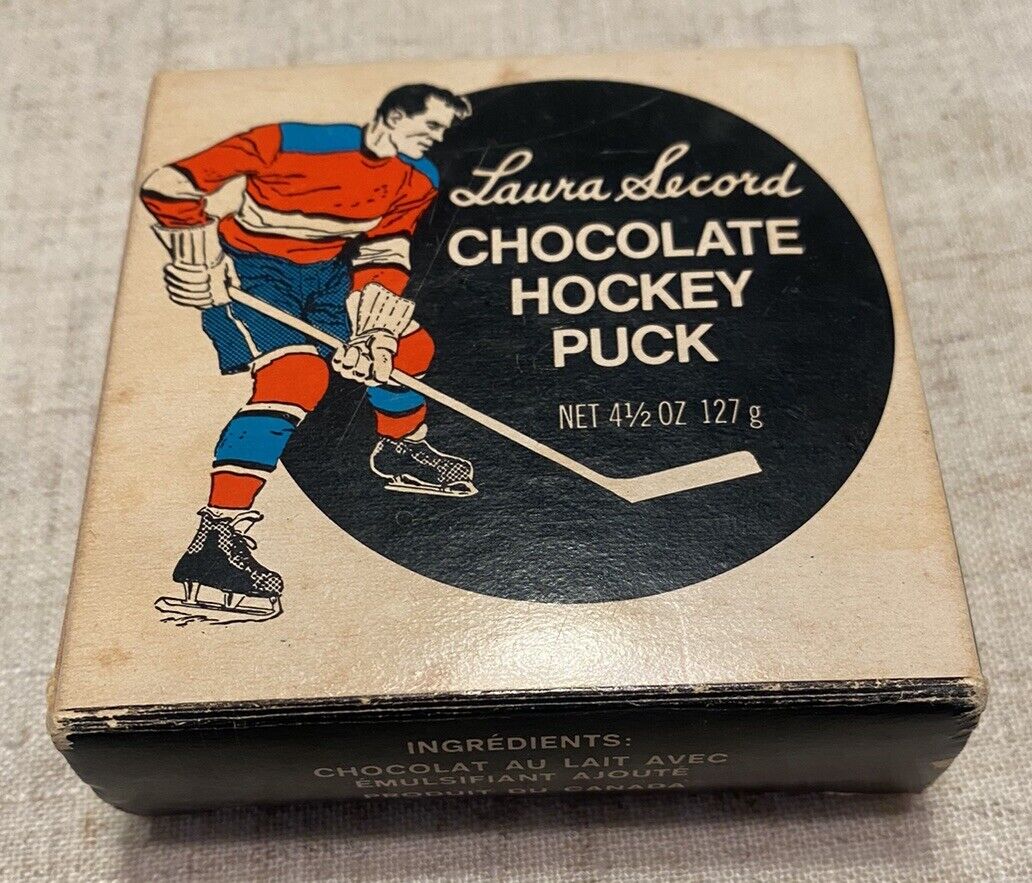 Really Rare & Vintage Laura Secord Chocolate Hockey Puck empty box