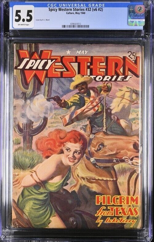 Spicy Western 1940 May, #32. Bondage cover by H. J. Ward. CGC   Pulp