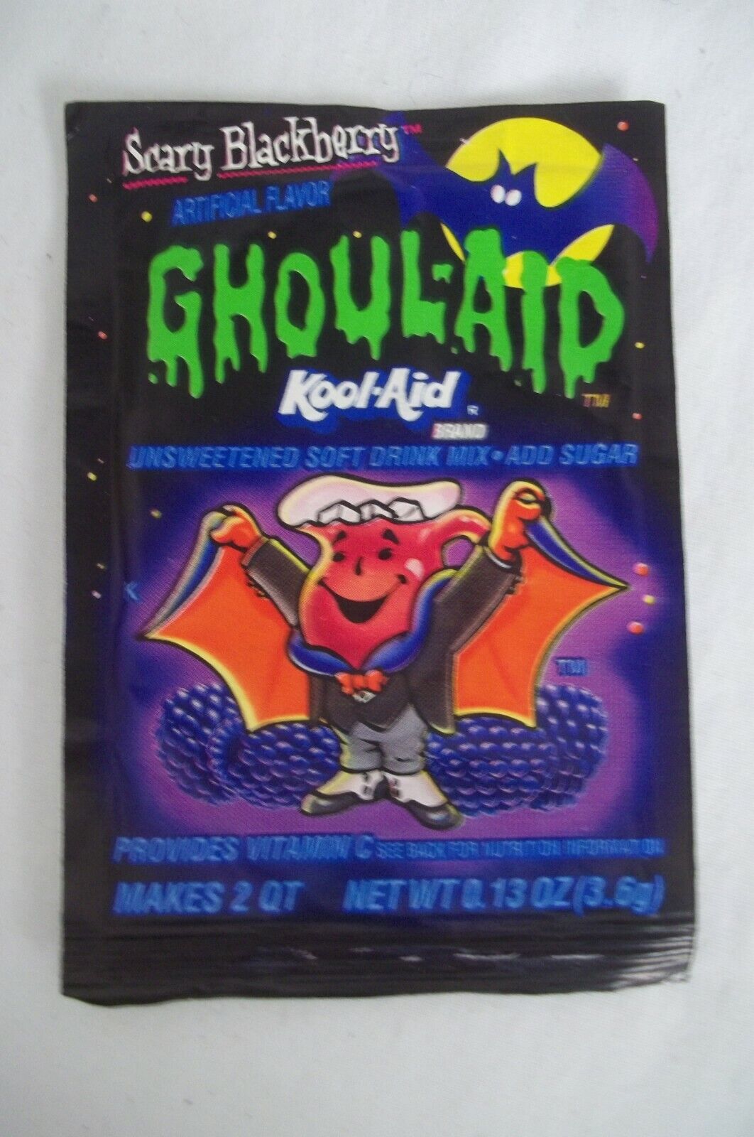 Vintage KOOL-AID Package Pouch Unopened Packet Ghoul-aid Scary Blackberry