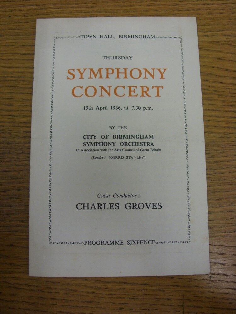19/04/1956 Concert Programme: City of Birmingham Symphony Orchestra [At Town Hal