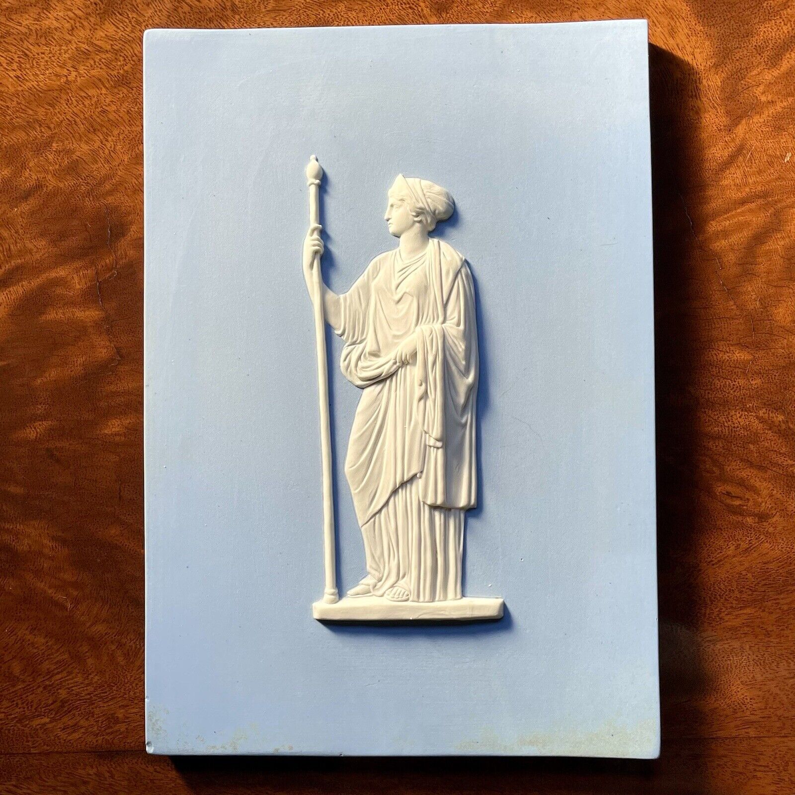 18th Century Wedgwood Blue Jasper Tablet, Juno Standing with a Scepter