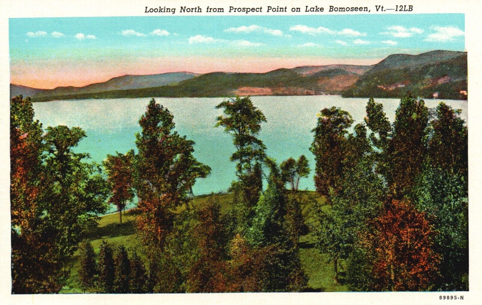 Postcard VT Lake Bomoseen View North from Prospect Point Linen Vintage PC H250
