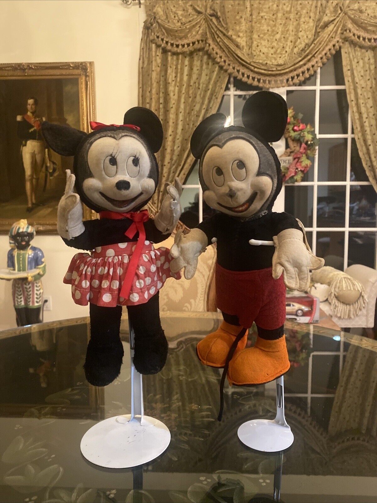 Mickey & Minnie Mouse Plush Dolls By Gund 1940’s Walt Disney Productions