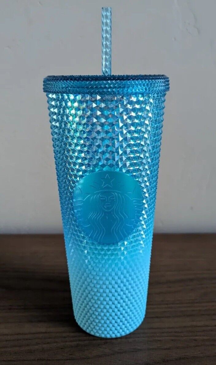 Starbucks Glacier Blue Ombre Gradient Studded Tumbler Cold Cup 24 oz
