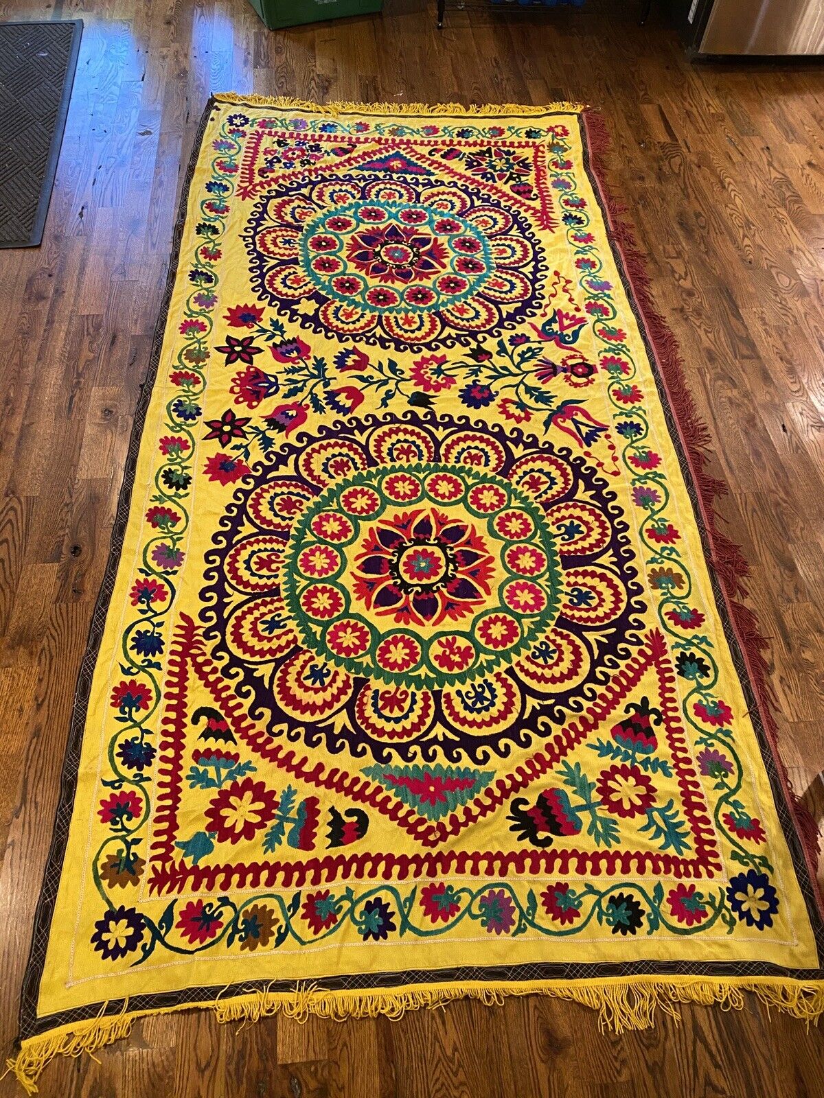 Suzani wall hanging Vintage  handmade embroidery 10ft-4.5ft