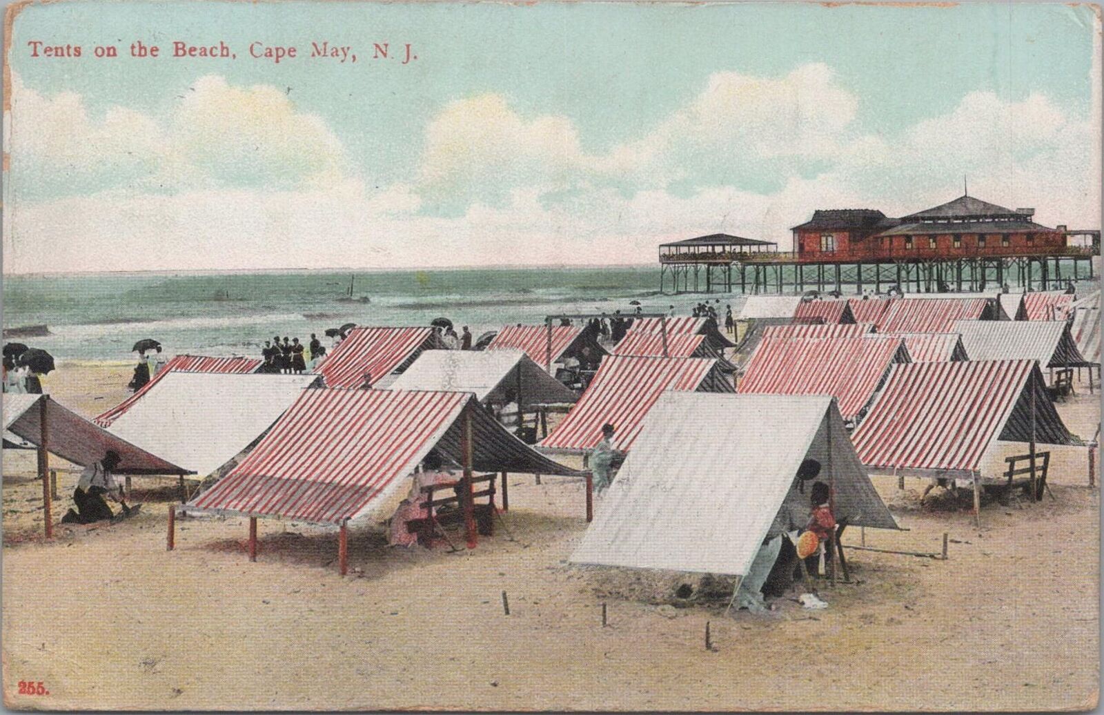 Postcard Tents on the Beach Cape May NJ 1911