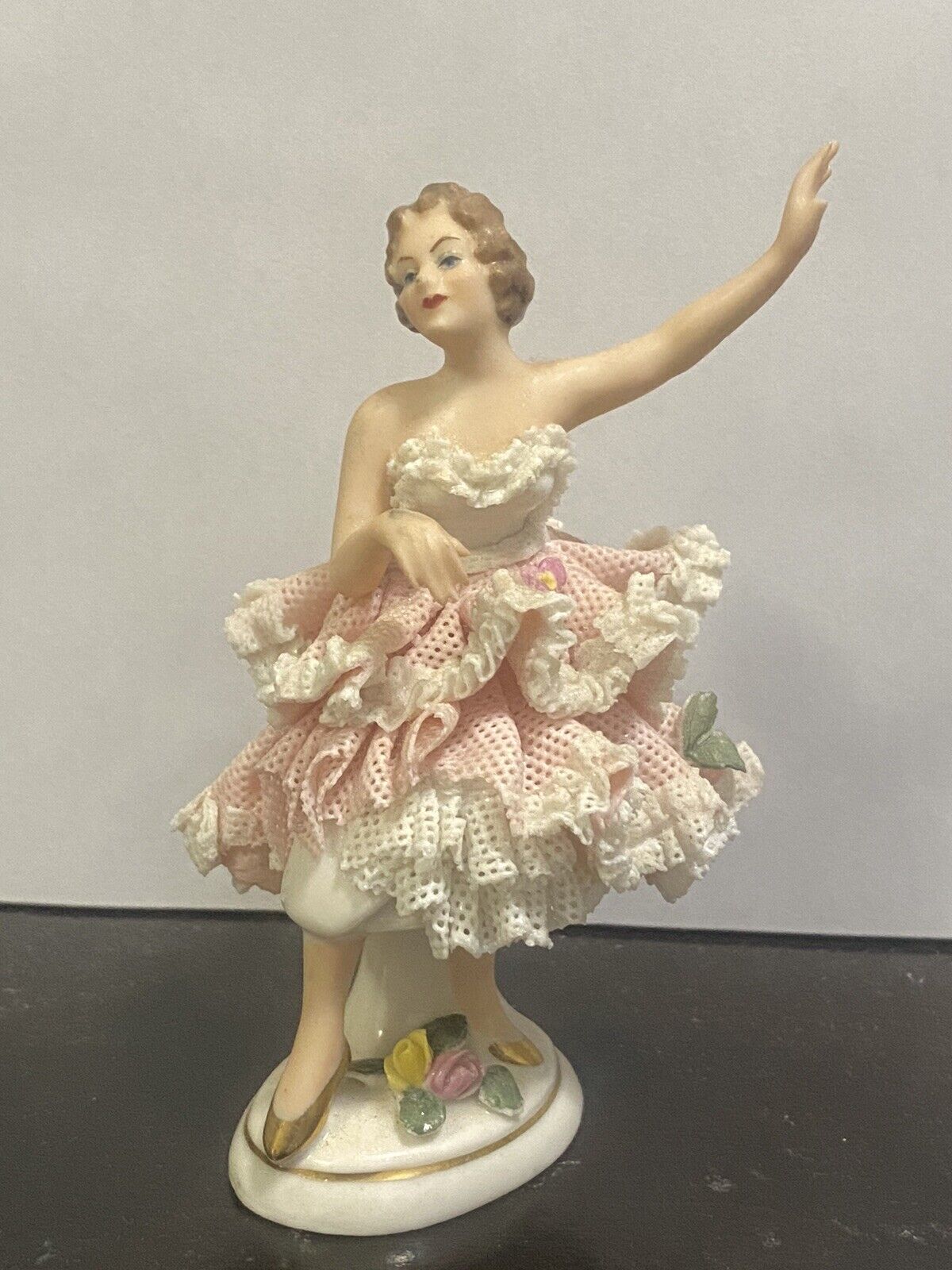 Antique Dresden Lace Ballerina Dancing Figurine 4\