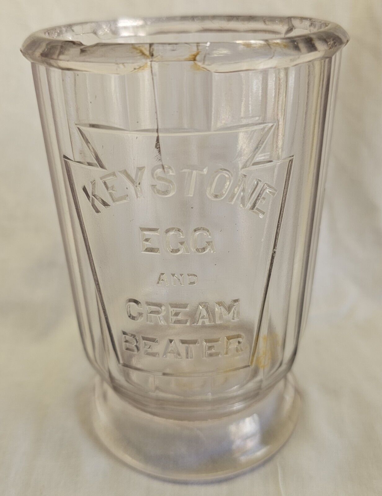 Vintage Keystone Egg & Cream Beater Embossed Glass Measuring Cup Westmoreland Co