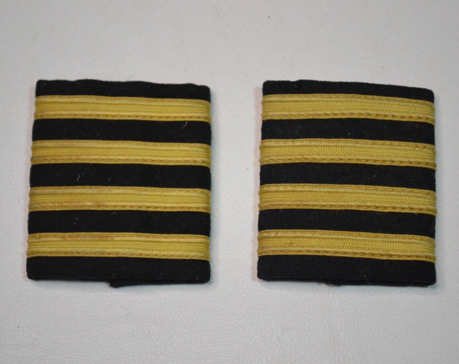 2 Vtg USMC Marine Corps Pilot Captain 4 Bar Gold Stripes Epaulettes Pollard L