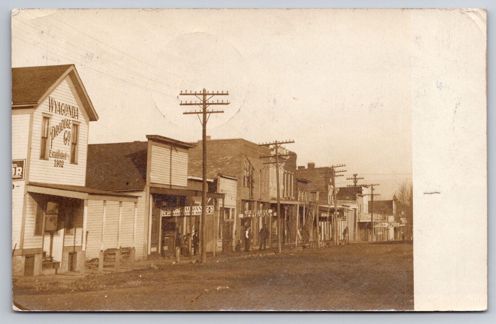 Main Street Scene Wyaconda Missouri Restaurant Produce Co. 1908 Real Photo RPPC