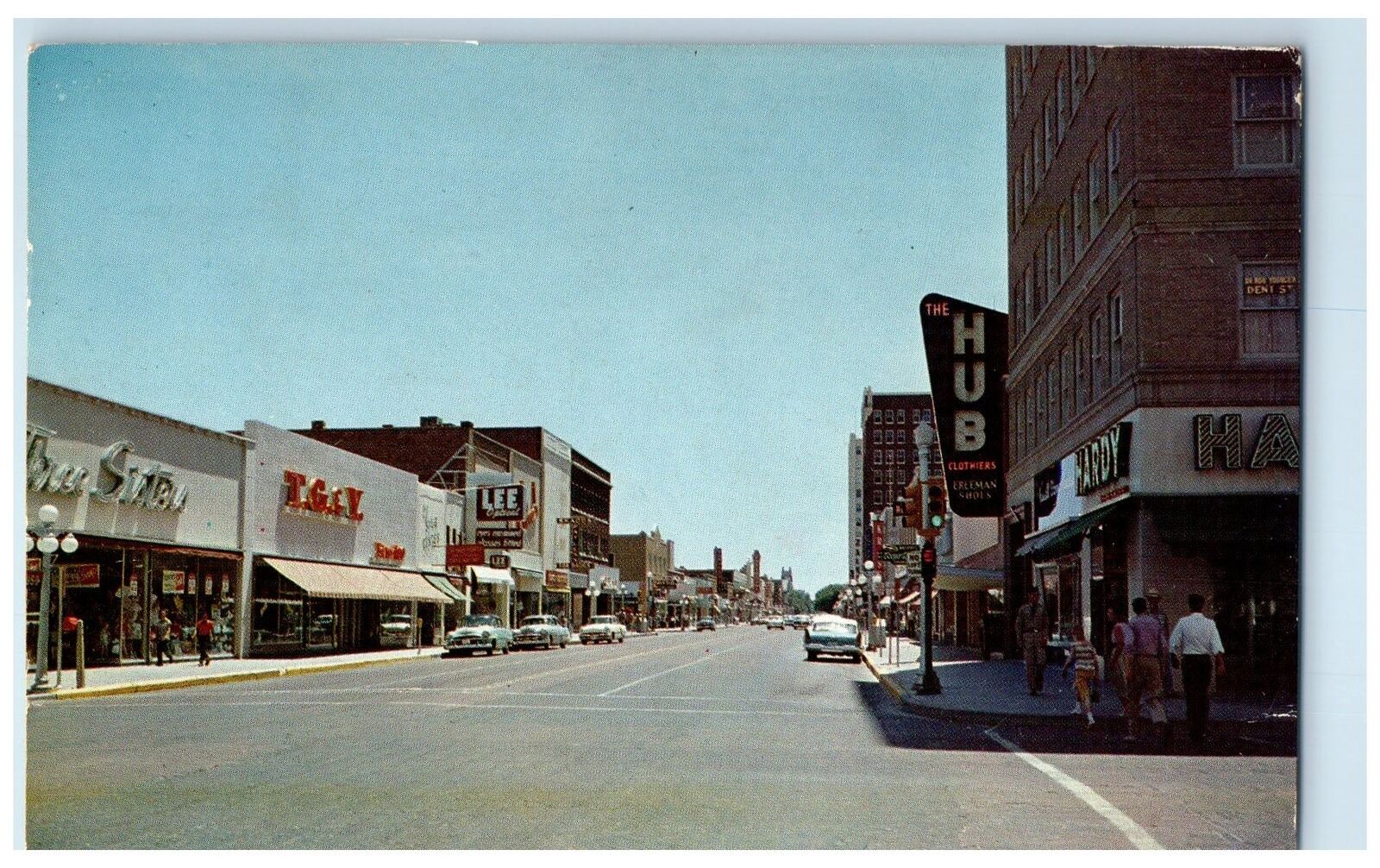 1960 Looking South On Polk From 6th Street Amarillo Texas TX Posted Car Postcard