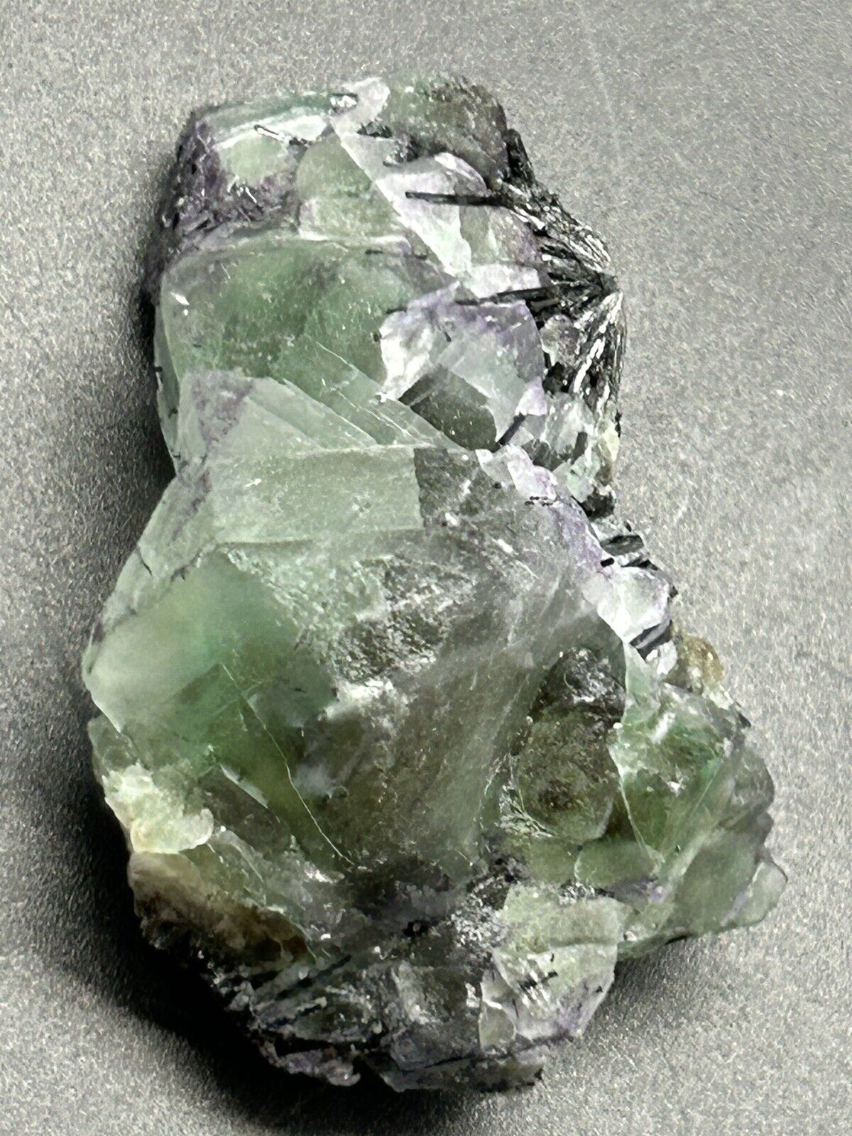 FLUORITE on TOURMALINE- Erongo, Namibia schorl crystal mineral Lollipop Pocket