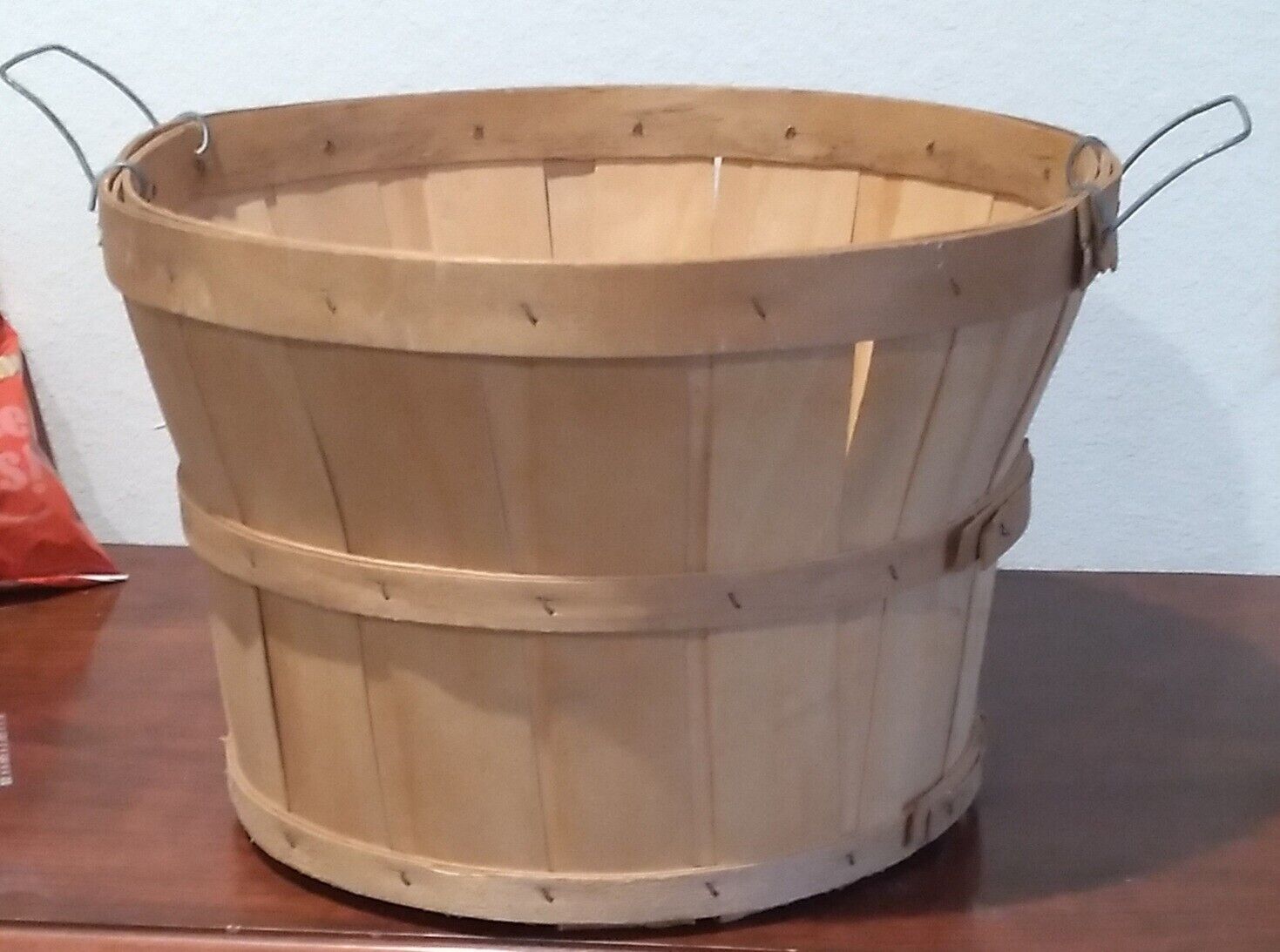 Vintage Wooden Basket With Handles