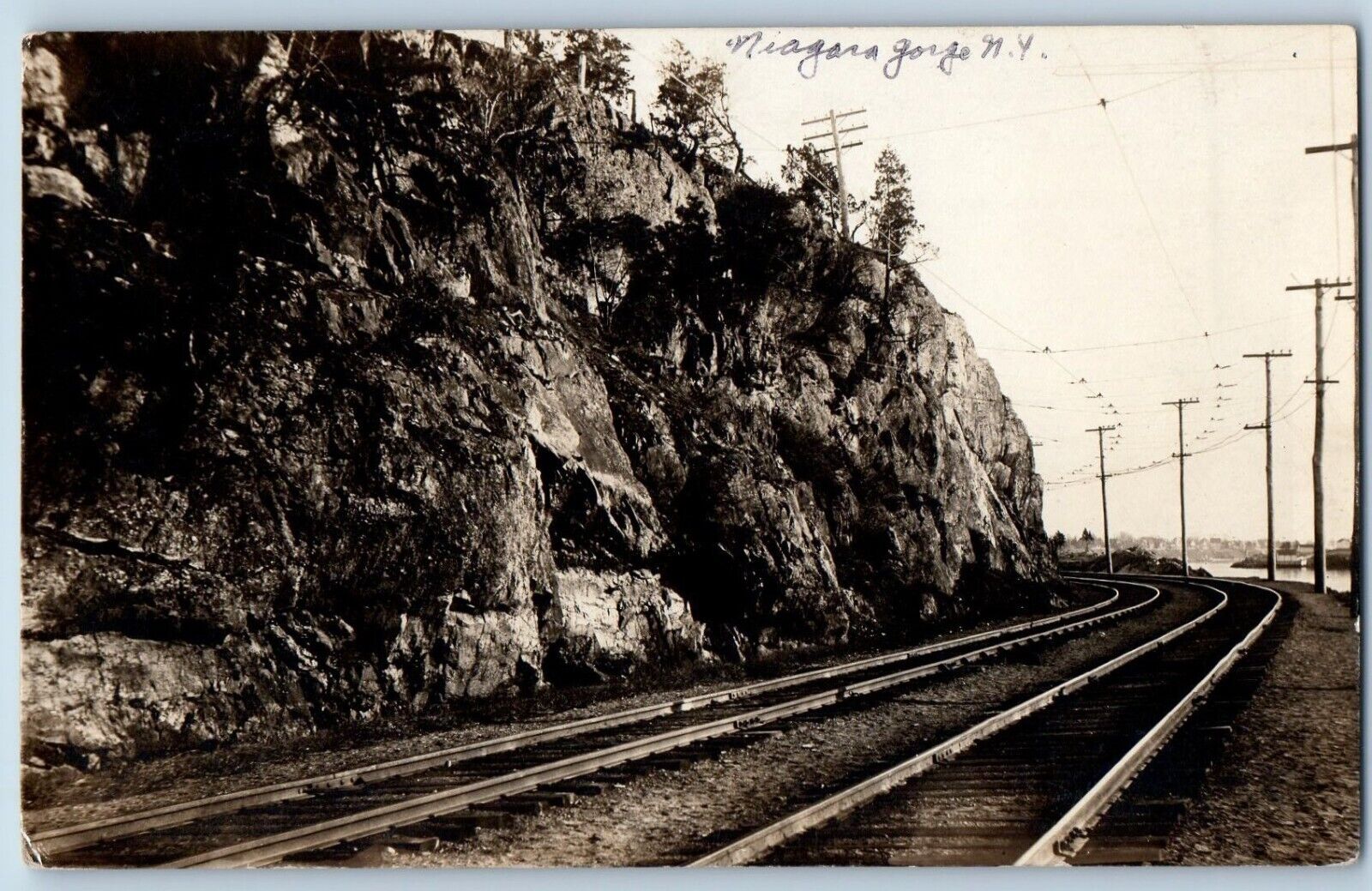 Niagara Gorge New York NY Postcard RPPC Photo American Side Railroad c1910\'s