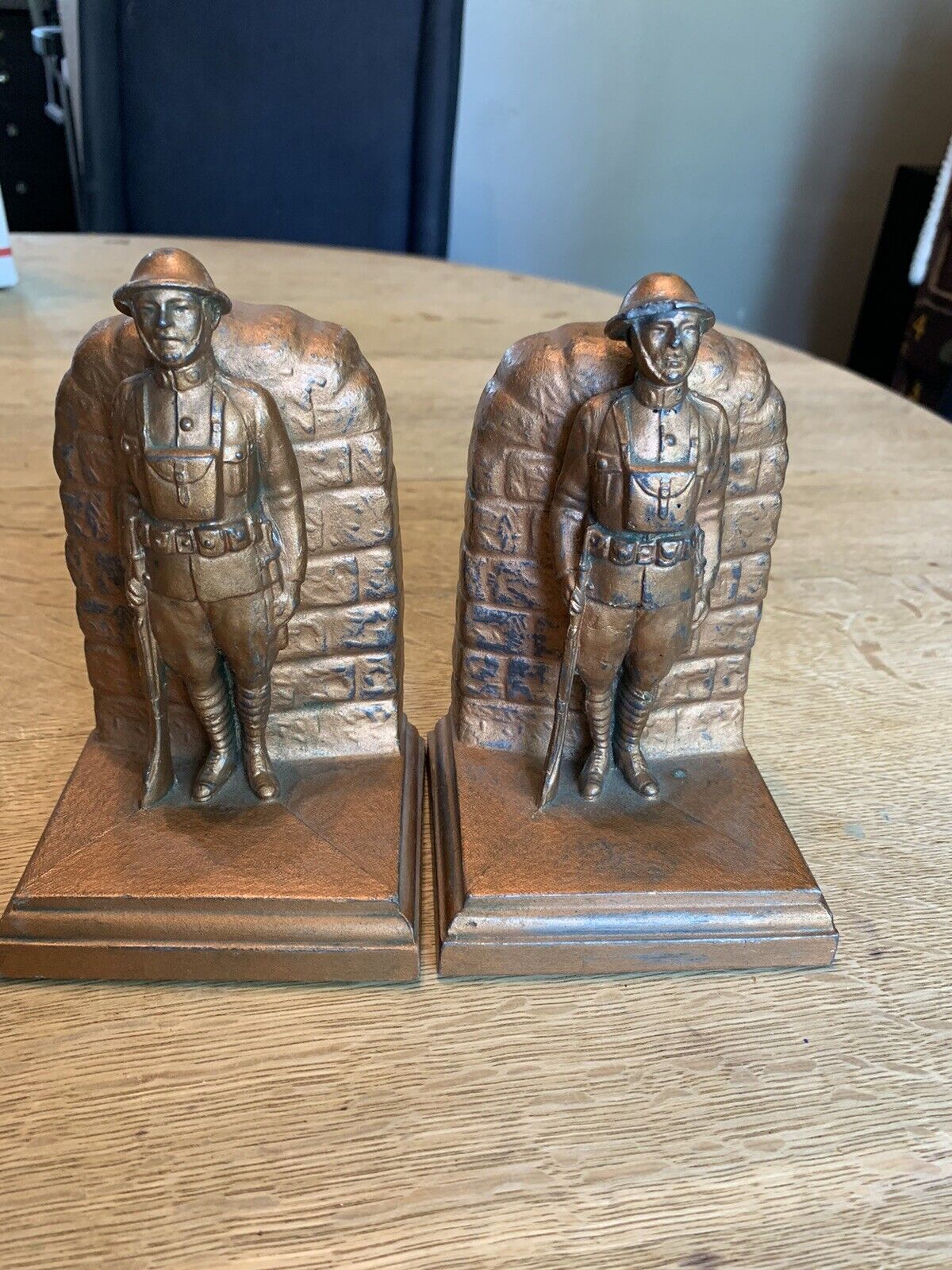 Antique WW1 Ww2 Soldier Bookends