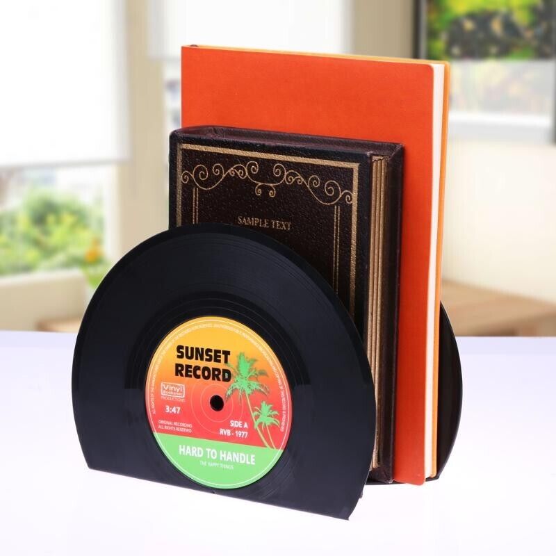 Retro Vinyl Bookends Decorative Bookends for Vintage Vinyl Records