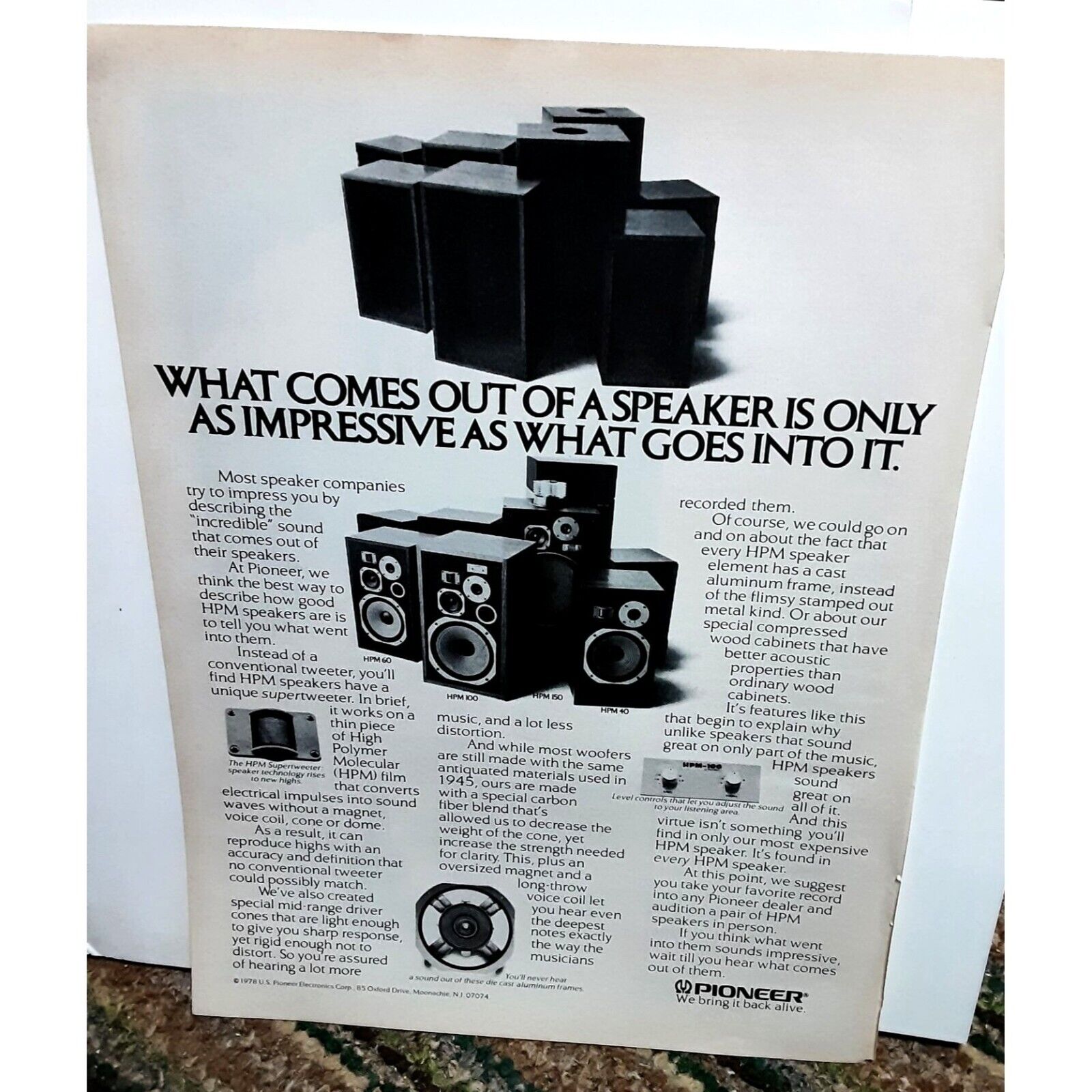 1979 Pioneer Stereo Speakers Vintage Print Ad 70s Original