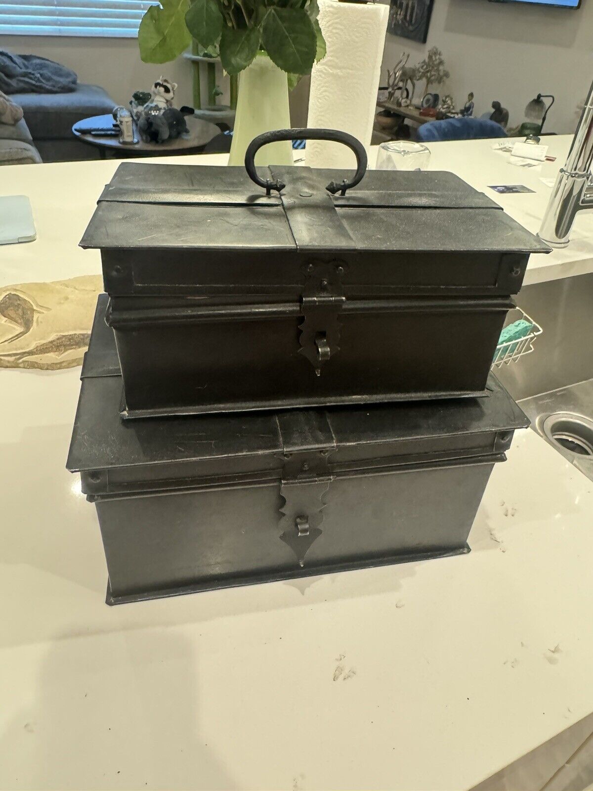 Set Of 2 Vintage Metal Boxes