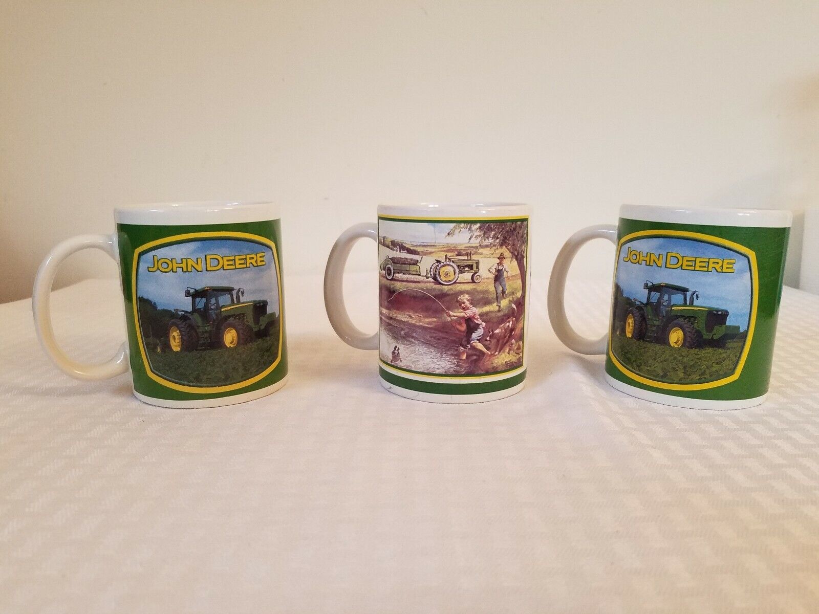 John Deere Licensed Coffee Mug Cup Tractor farm moline IL.Lot of 3 Assorted 
