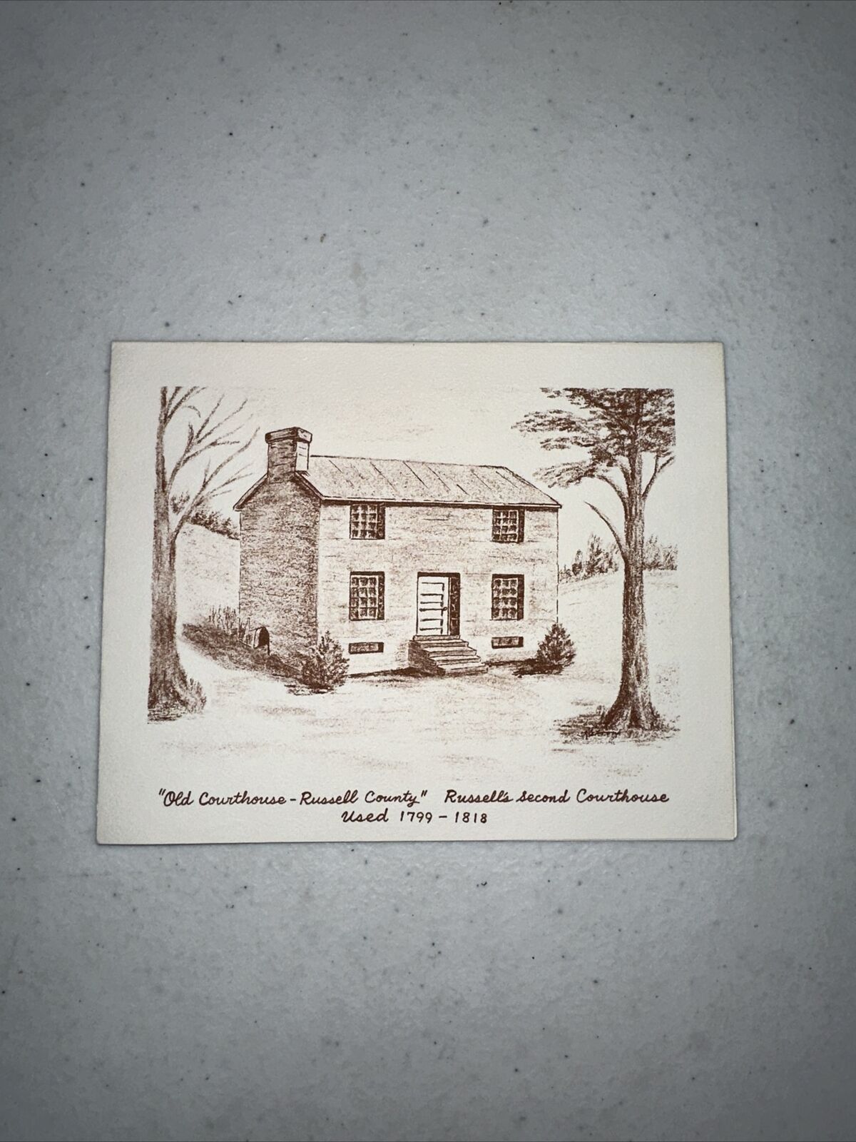 Old Courthouse Russell County Virginia Folded Card 1799 - 1818 Vintage Ephemera
