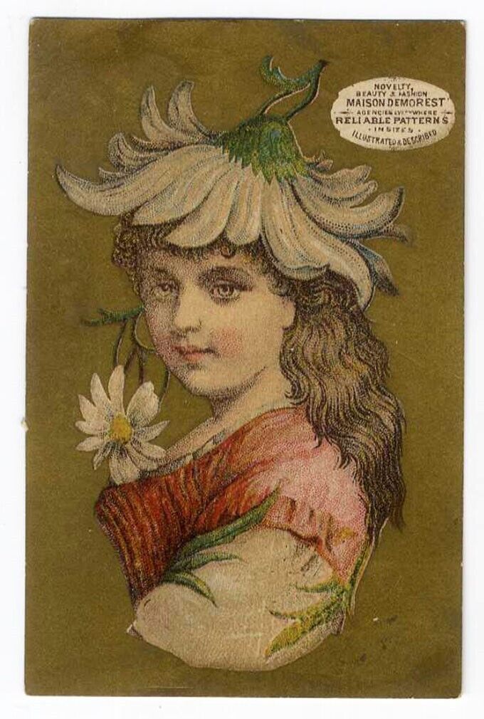 Flower Girl MAISON DEMOREST Patterns VICTORIAN Trade Card DAISY HAT