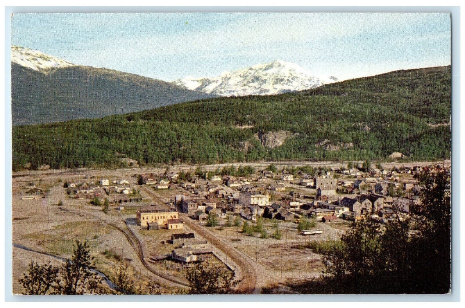 Skagway Alaska AK Postcard Final Port Chilkoot Mountains Railroad c1960 Vintage