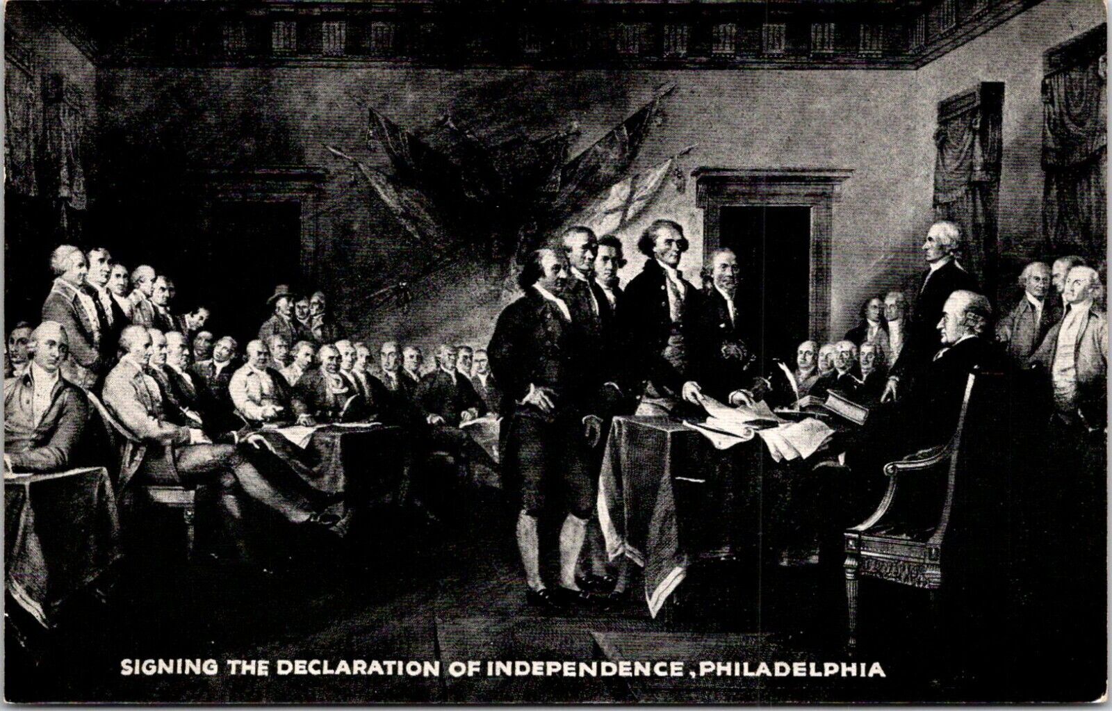 Postcard Artist Rendition Signing Declaration Independence Philadelphia PA B109