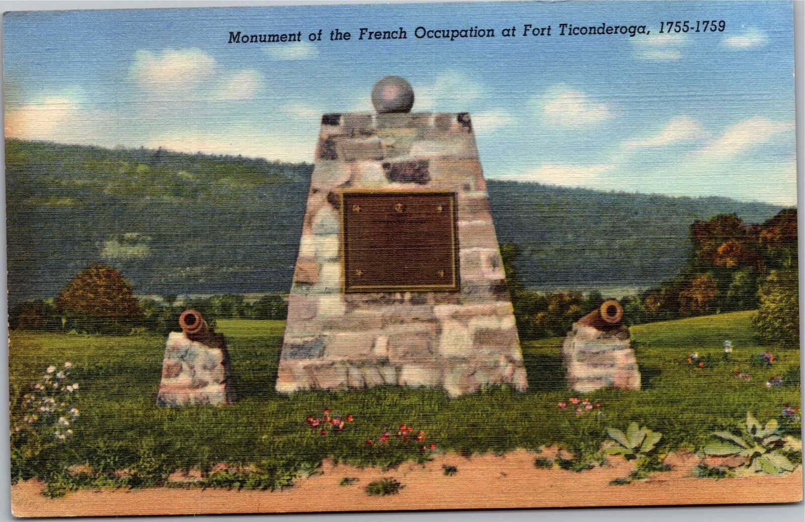 Postcard NY  Fort Ticonderoga - Monument of the French Occupation