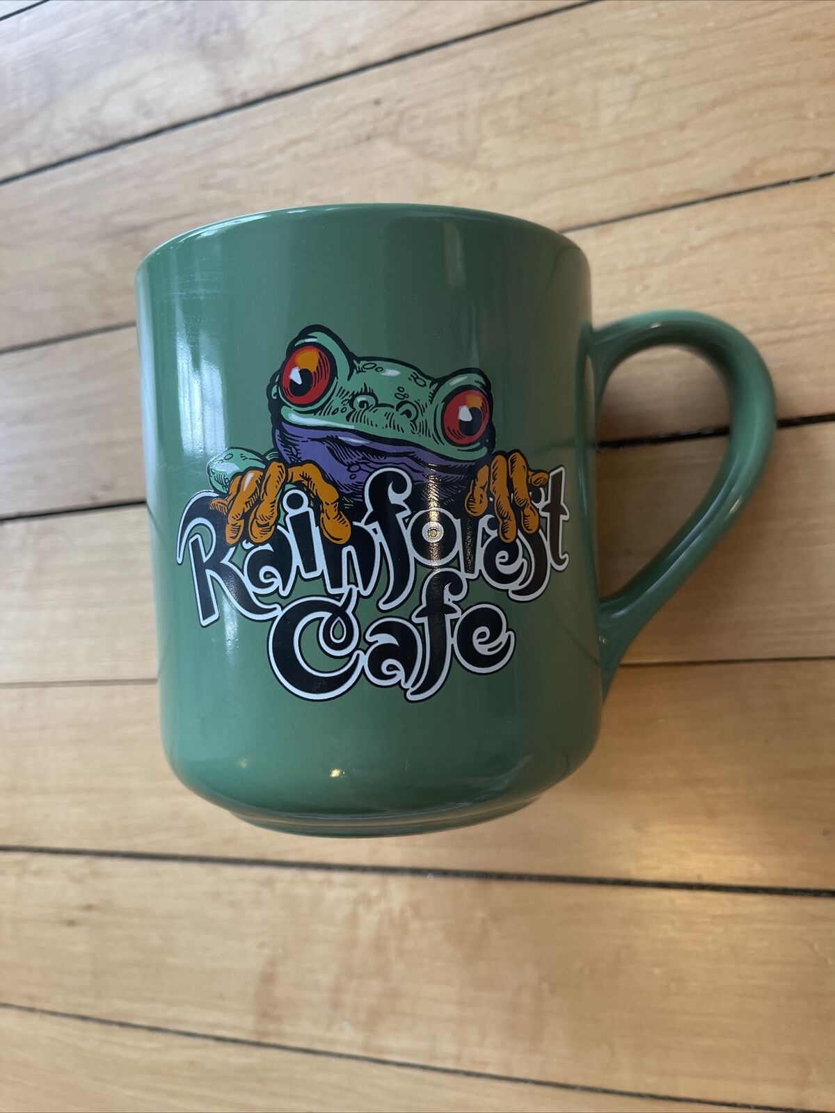 Vintage RAINFOREST CAFE Cha Cha Green Tree Frog 16 Oz. Mug Cup 2000 Adventurer