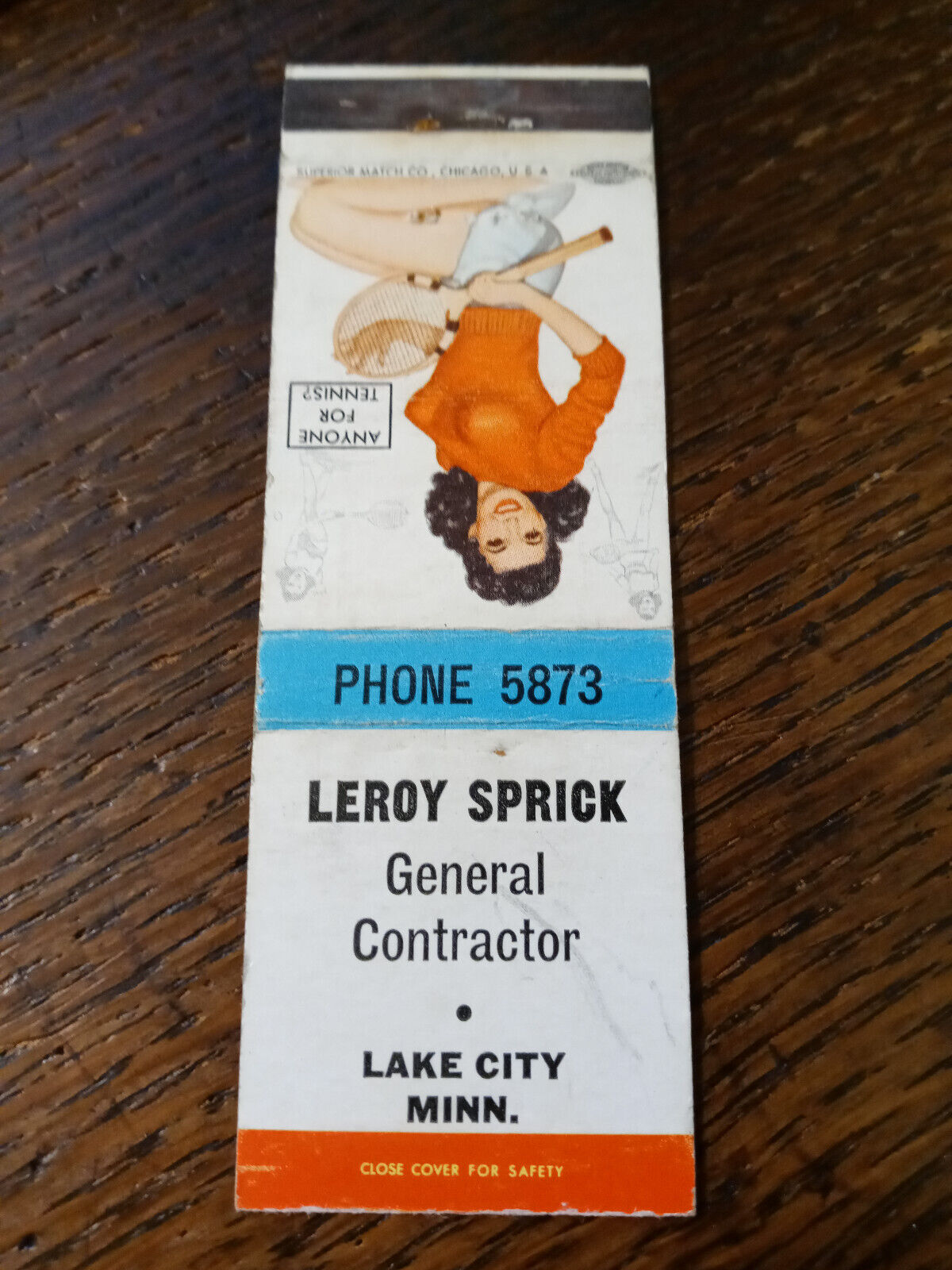 Vintage Matchbook: Leroy Sprick Gerneral Contractor, Lake City, MN