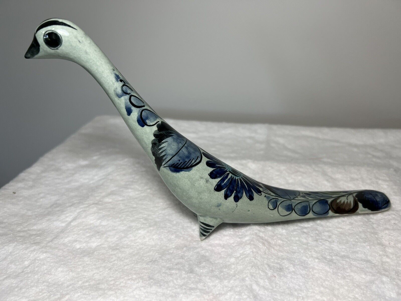Vintage Tonala Road Runner Bird Mexican Pottery Hand Painted Signed