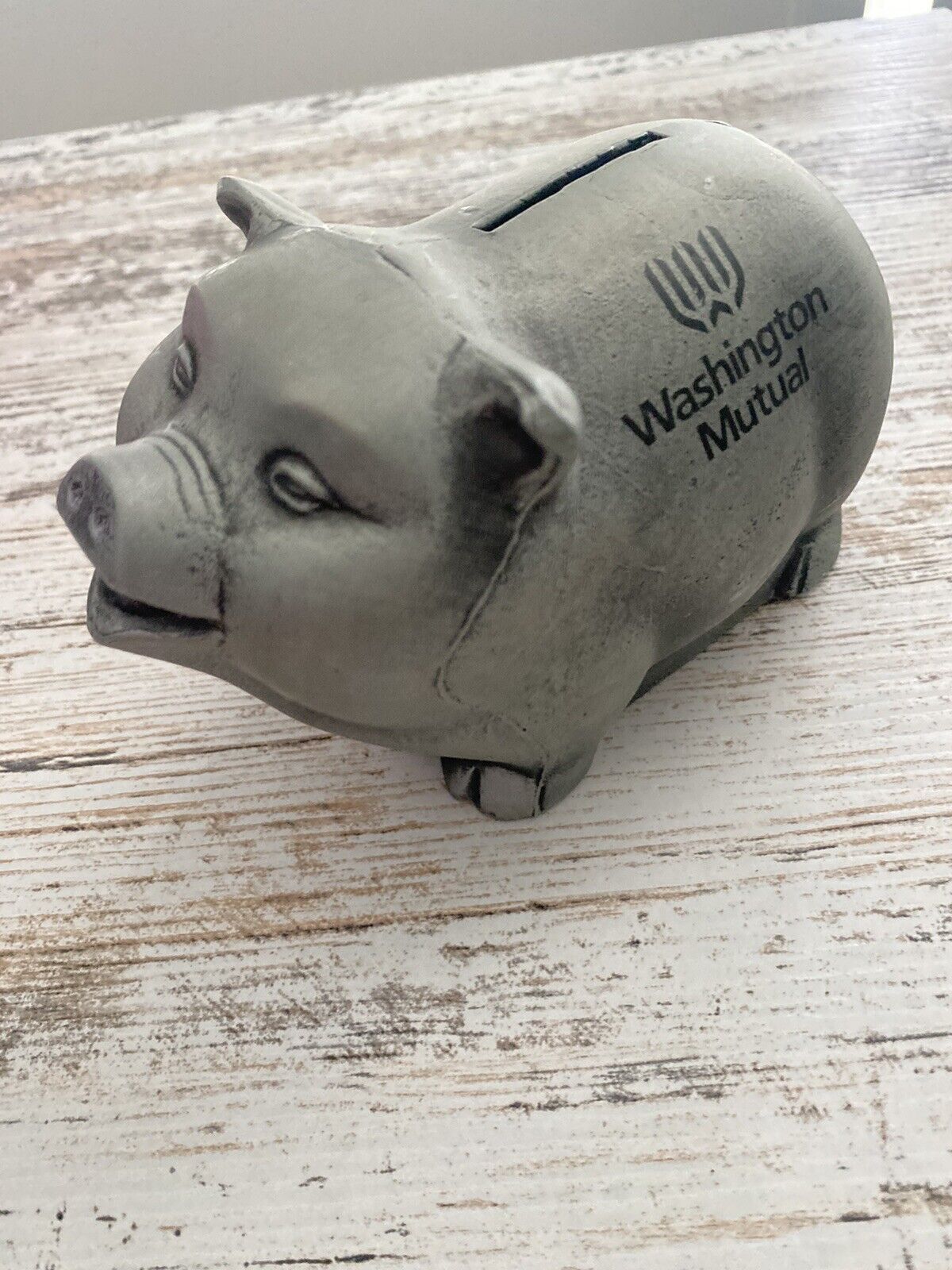 Metal Piggy Bank Washington Mutual Bank- Rare vintage find savings bank 1974