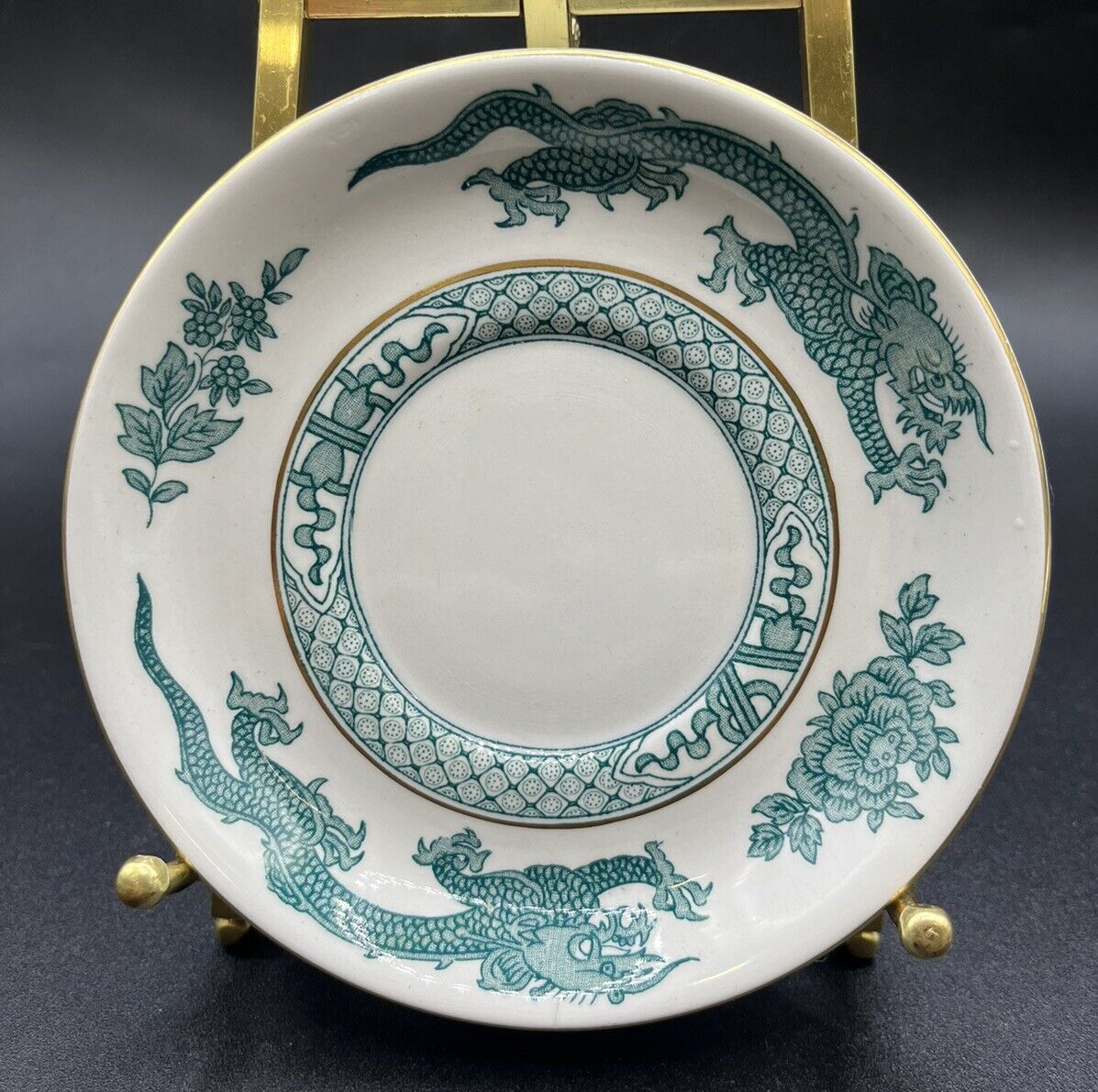 Vintage Booths Dragon Green Saucer Plate 5” Diameter Asian Made In England Tea