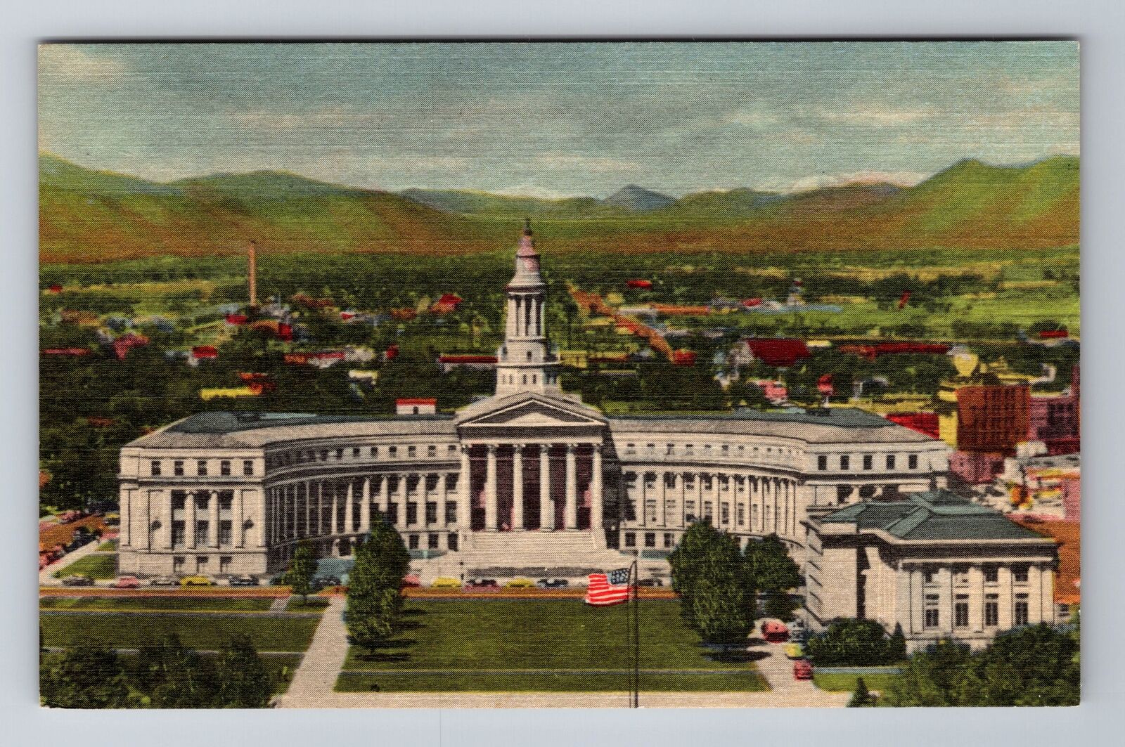 Denver CO-Colorado, Panorama City County Building, Civic Center Vintage Postcard