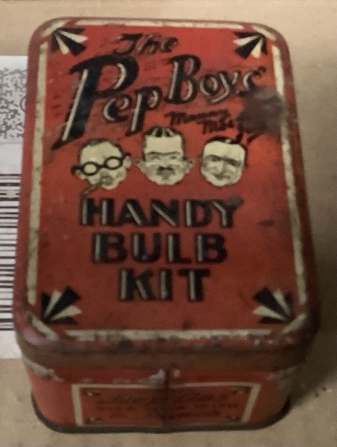 Original Pep Boys Handy Bulb Kit Motor Oil Can Metal Gas Sign Tires ~FULL~NOS~