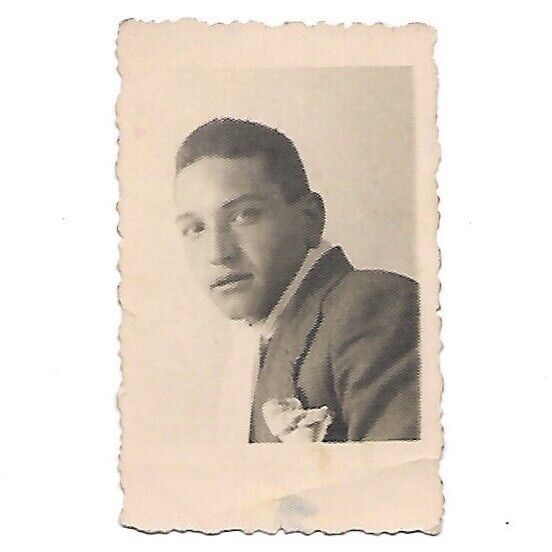 Antique CDV Photo Handsome Italian Man Dark Hair 1930s Young Attractive Face