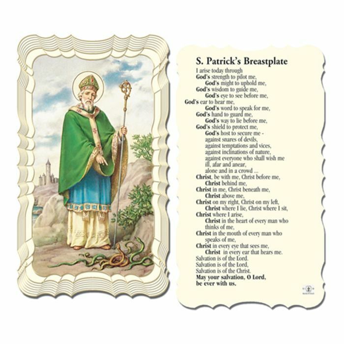 Saint Patrick - St. Patrick's Breastplate -Scalloped trim - Paperstock Holy Card