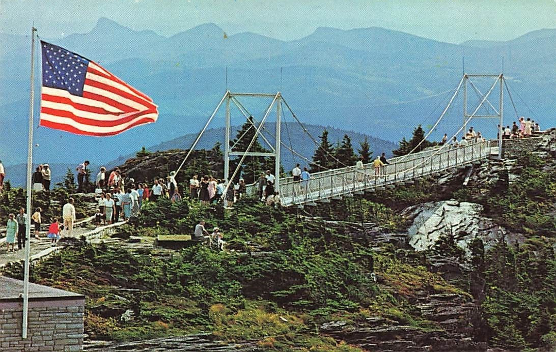 Postcard Swinging Bridge Grandfather Mountain North Carolina NC