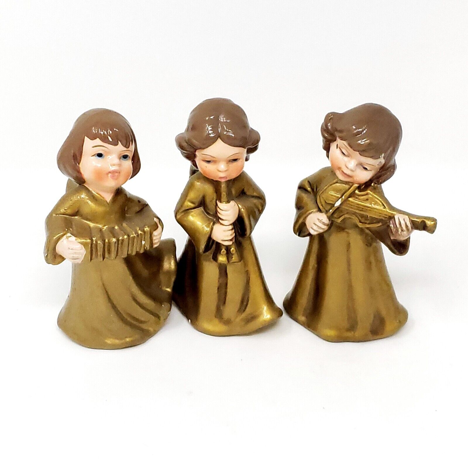 Vintage 1960s Gold Musical Angel Trio Figurines Japan  4 1/2\