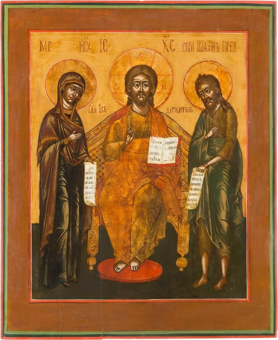 A LARGE ICON SHOWING THE DEISIS Russian,