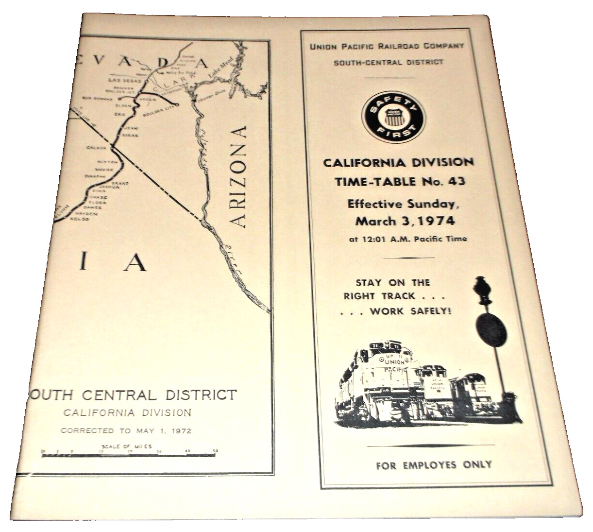 MARCH 1974 UNION PACIFIC CALIFORNIA DIVISION EMPLOYEE TIMETABLE #43