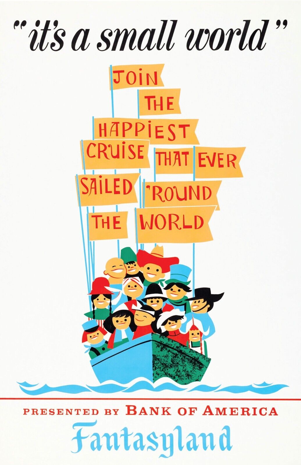 Its a Small World Retro Fantasyland Bank of America Cruise Poster Disney Print