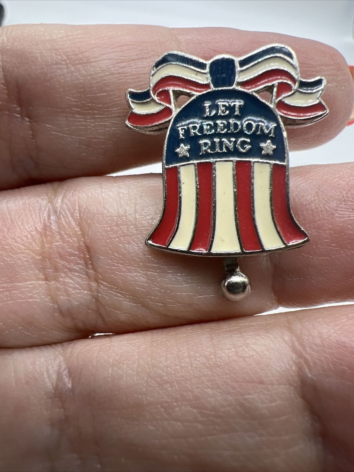 Disney Patriotic Pin Let Freedom Ring Bell Commemorative USA Red White Blue