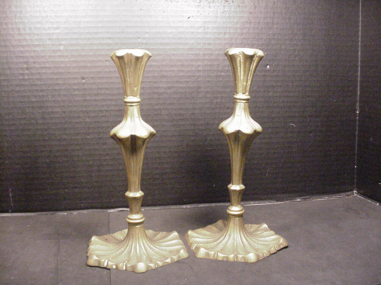 Antique Brass Candlesticks Queen Anne Style 1880\'s Pair