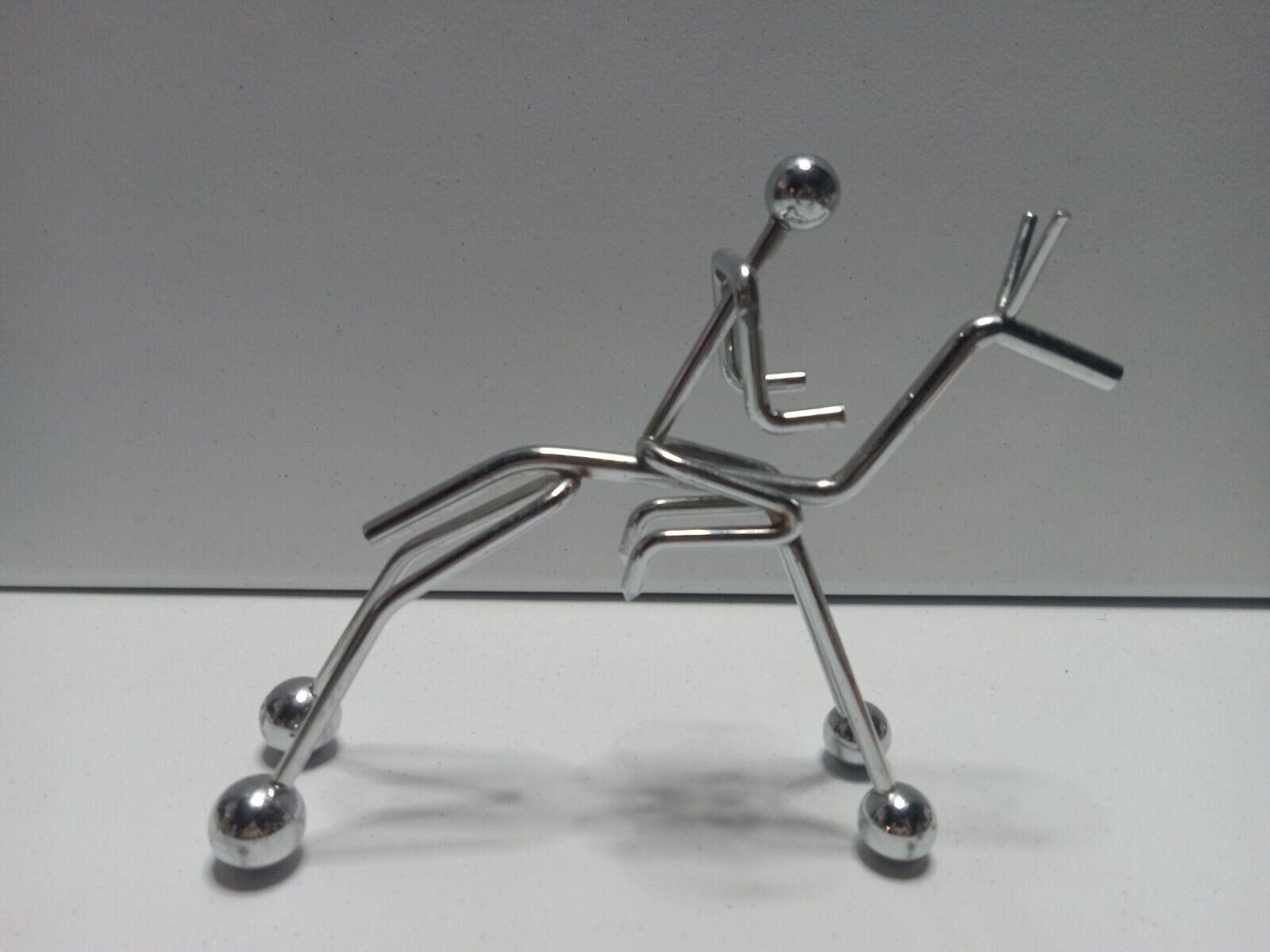 Vintage Mid Century Modern Modernist Metal Stick Figure Sculpture - Equestrian 
